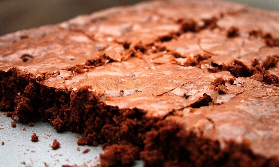 A batch of chocolate brownies
